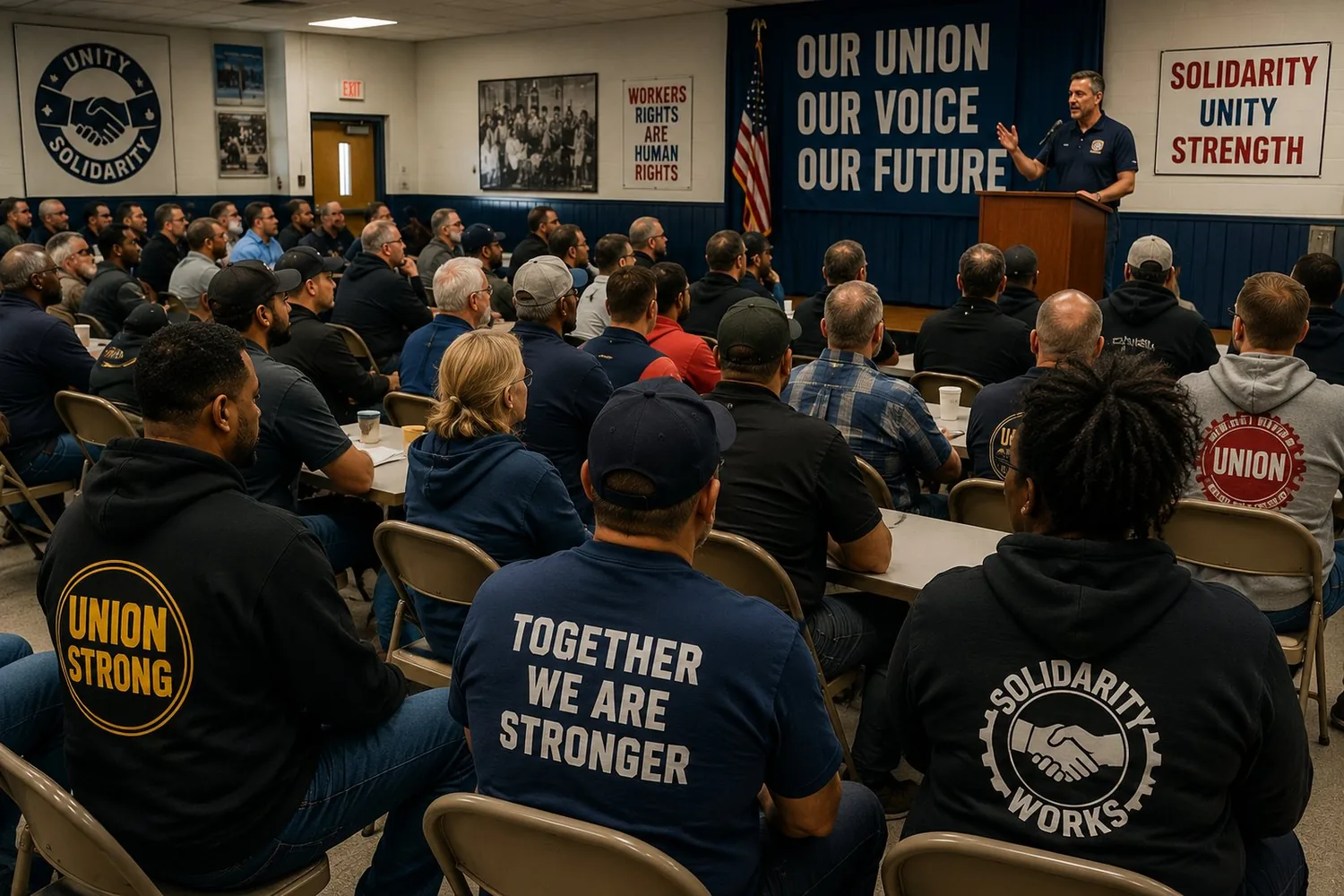 A union hall meeting